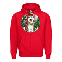 Red husky and farm ornament Zipper Hoodie - RanaPortraitStore