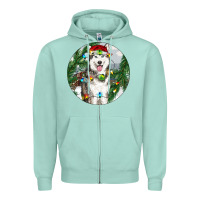 Seafoam husky and farm ornament Zipper Hoodie - RanaPortraitStore