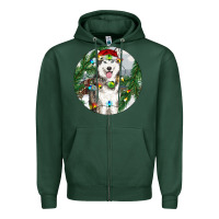 Sports Green husky and farm ornament Zipper Hoodie - RanaPortraitStore