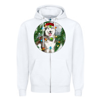 White husky and farm ornament Zipper Hoodie - RanaPortraitStore