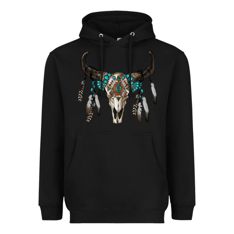 Boho Bull Skull Heavyweight Hoodie by RanaPortraitStore | Teevron