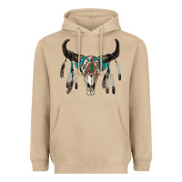 Mushroom boho bull skull Heavyweight Hoodie - RanaPortraitStore