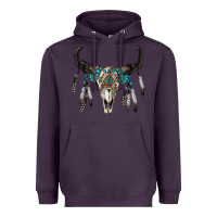 Plum boho bull skull Heavyweight Hoodie - RanaPortraitStore