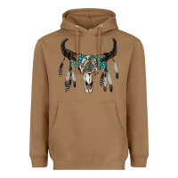 Toasted Coconut boho bull skull Heavyweight Hoodie - RanaPortraitStore