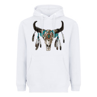 White boho bull skull Heavyweight Hoodie - RanaPortraitStore