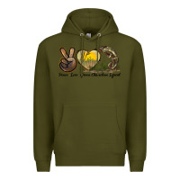 Army Green Peace Love Green Chameleon Lizard Premium Hoodie - LillyAllenDesigns
