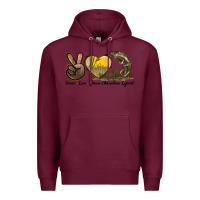 Burgundy Peace Love Green Chameleon Lizard Premium Hoodie - LillyAllenDesigns