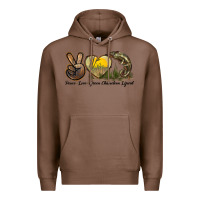 Chestnut Peace Love Green Chameleon Lizard Premium Hoodie - LillyAllenDesigns