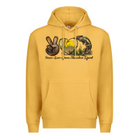 Mustard Peace Love Green Chameleon Lizard Premium Hoodie - LillyAllenDesigns