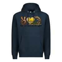 Navy Peace Love Green Chameleon Lizard Premium Hoodie - LillyAllenDesigns