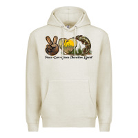 Oatmeal Heather Peace Love Green Chameleon Lizard Premium Hoodie - LillyAllenDesigns