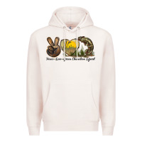 Pale Pink Peace Love Green Chameleon Lizard Premium Hoodie - LillyAllenDesigns