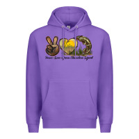 Purple Peace Love Green Chameleon Lizard Premium Hoodie - LillyAllenDesigns