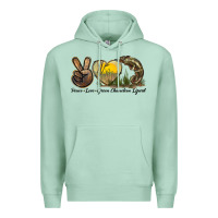 Seafoam Peace Love Green Chameleon Lizard Premium Hoodie - LillyAllenDesigns