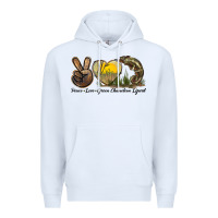 White Peace Love Green Chameleon Lizard Premium Hoodie - LillyAllenDesigns