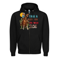 Black take a ride on the wild side with rodeo Zipper Hoodie - texasbilliewilder