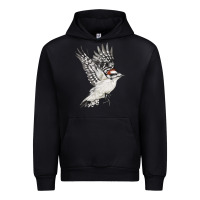 Black Flying Downy Woodpecker Urban Hoodie - LillyAllenDesigns