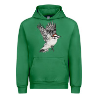 Emerald Flying Downy Woodpecker Urban Hoodie - LillyAllenDesigns