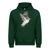 Forest Green Flying Downy Woodpecker Urban Hoodie - LillyAllenDesigns