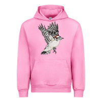 Fuchsia Pink Flying Downy Woodpecker Urban Hoodie - LillyAllenDesigns