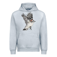 Heather Grey Flying Downy Woodpecker Urban Hoodie - LillyAllenDesigns