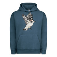 Pigment Midnight Navy Flying Downy Woodpecker Urban Hoodie - LillyAllenDesigns