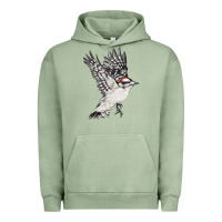 Pigment Oil Green Flying Downy Woodpecker Urban Hoodie - LillyAllenDesigns