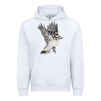 White Flying Downy Woodpecker Urban Hoodie - LillyAllenDesigns
