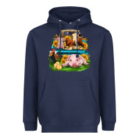 Navy farm truck animals Heavyweight Hoodie - Zillion Design Studio