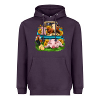 Plum farm truck animals Heavyweight Hoodie - Zillion Design Studio