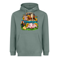 Sage farm truck animals Heavyweight Hoodie - Zillion Design Studio