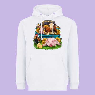Farm Truck Animals Heavyweight Hoodie Designed By Zillion Design Studio
