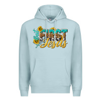 Blue Mist but first jesus Premium Hoodie - NancyCooperArtShop