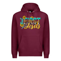 Burgundy but first jesus Premium Hoodie - NancyCooperArtShop