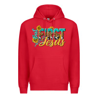 Red but first jesus Premium Hoodie - NancyCooperArtShop