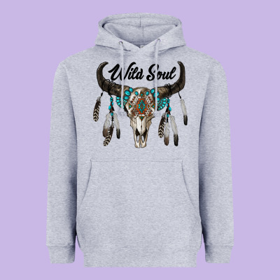 Wild Soul Boho Skull Heavyweight Hoodie Designed By Ranaportraitstore