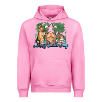 Fuchsia Pink Gnome Bunny Happy Eater Day Urban Hoodie - NancyCooperArtShop