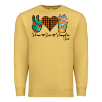 Antique Gold Peace Love Pumpkin Spice Premium Sweatshirt - CowhideDigitalArt
