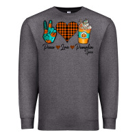 Charcoal Heather Peace Love Pumpkin Spice Premium Sweatshirt - CowhideDigitalArt