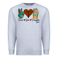 Heather Grey Peace Love Pumpkin Spice Premium Sweatshirt - CowhideDigitalArt