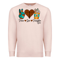 Pale Pink Peace Love Pumpkin Spice Premium Sweatshirt - CowhideDigitalArt
