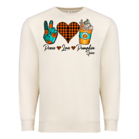 Sandshell Peace Love Pumpkin Spice Premium Sweatshirt - CowhideDigitalArt