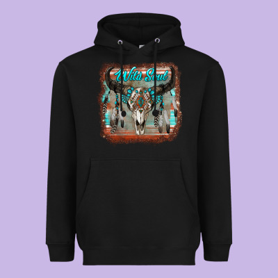 Wild Soul Boho Skull With Background Heavyweight Hoodie Designed By Ranaportraitstore