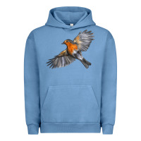 Pigment Pebble Blue Flying American Robin Urban Hoodie - LillyAllenDesigns