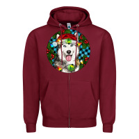 Burgundy Christmas Husky Zipper Hoodie - RanaPortraitStore