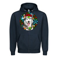 Navy Christmas Husky Zipper Hoodie - RanaPortraitStore