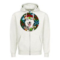 Oatmeal Heather Christmas Husky Zipper Hoodie - RanaPortraitStore