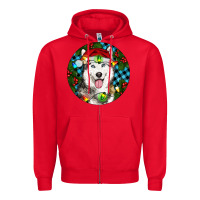 Red Christmas Husky Zipper Hoodie - RanaPortraitStore