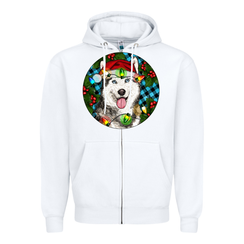 Christmas Husky Zipper Hoodie by RanaPortraitStore | Teevron