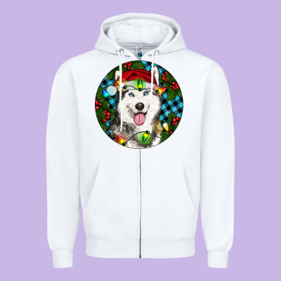 Zipper Hoodie Christmas Husky